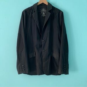 ROAR Vintage Enough Excuses Get It Done Pinstripe Embroidered Goth Punk Blazer M